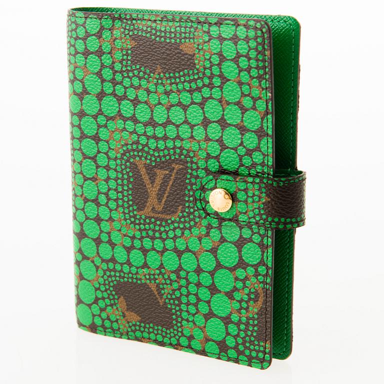 LOUIS VUITTON YAYOI KUSAMA AGENDA COVER WITH A BALL POINT PEN.