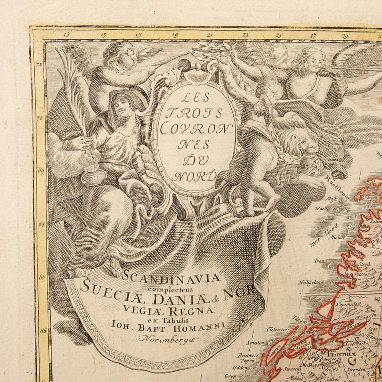 Johann Baptist Homann, "Scandinavia comprising the Kingdoms of Sweden, Denmark, and Norway".