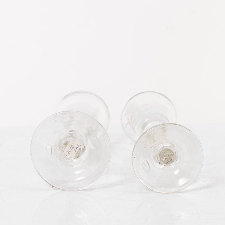 Six glass items, 18th-19th Century.