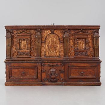 A Swedish baroque marquetry chest, later part of the 17th century,