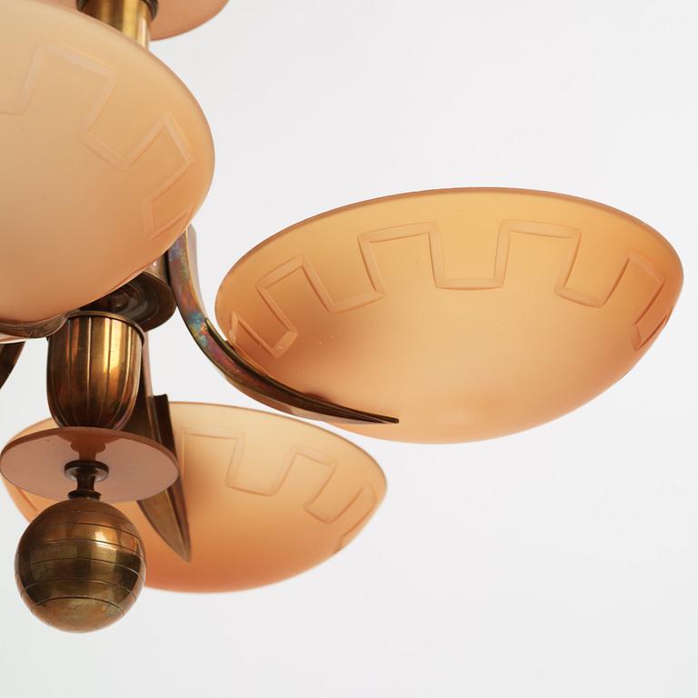 Harald Notini, chandelier, model "10034", Arvid Böhlmarks Lamp Factory, 1930s.