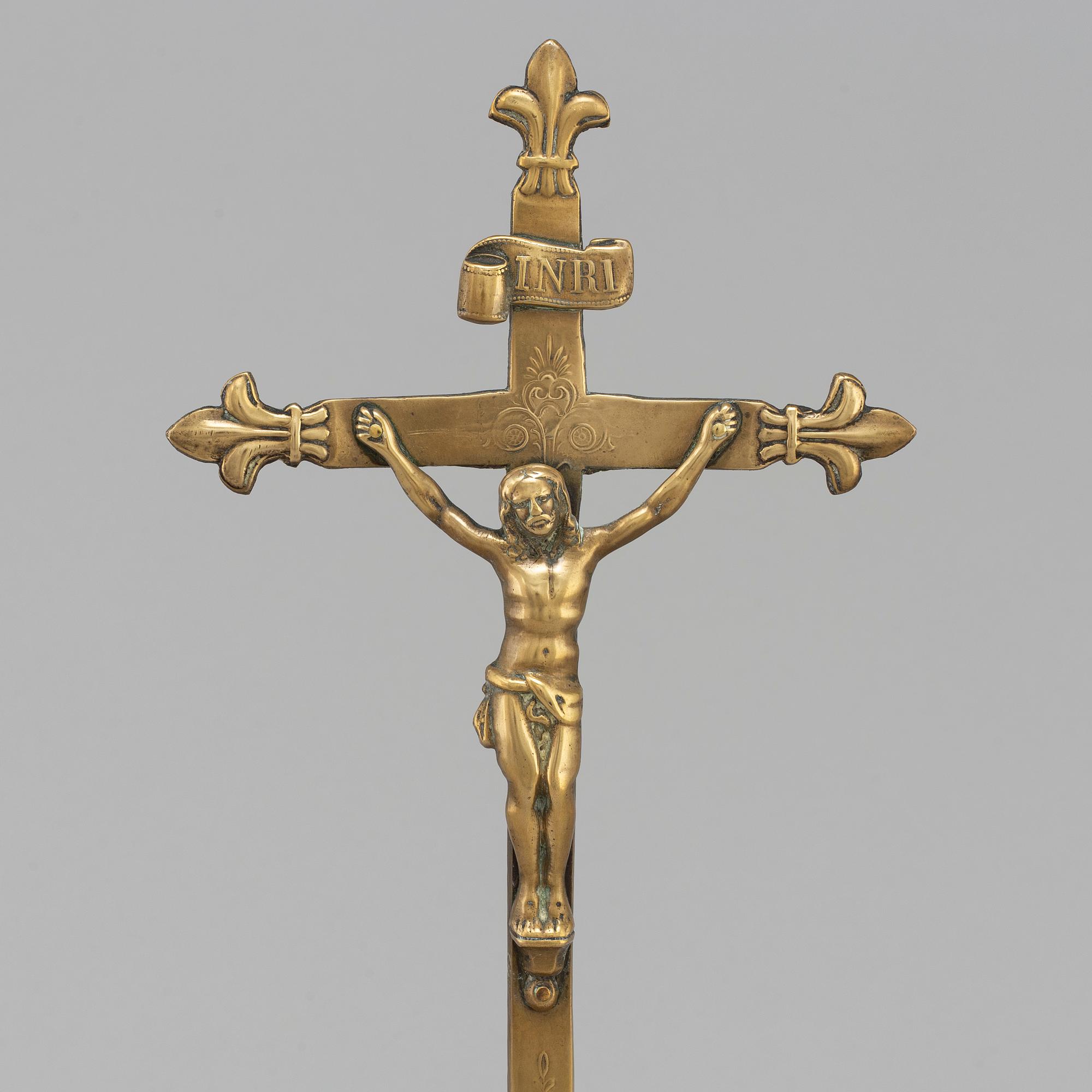 A 19th century bronze crucifix.