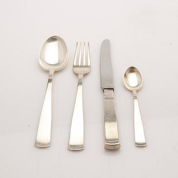 Jacob Ängman, Bestickuppsättning, 48 delar, silver, modell "Rosenholm", GAB, Eskilstuna och Stockholm, 1900-talets andra hälft.