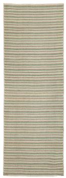 531. CARPET. "Randig med tvist, grön". Flat weave. 461 x 167,5 cm. Signed AB MMF BN.