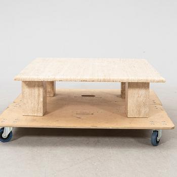 A late 20th century/21st century travertin coffee table.