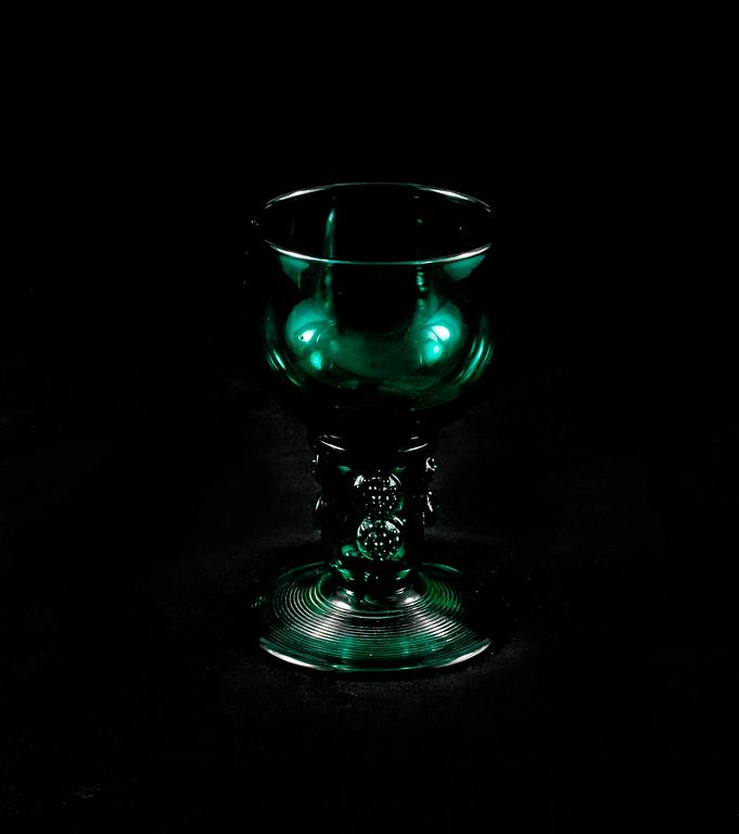 GLAS, 6 st samt LOCKPOKAL, glas, 1700/1800-tal.