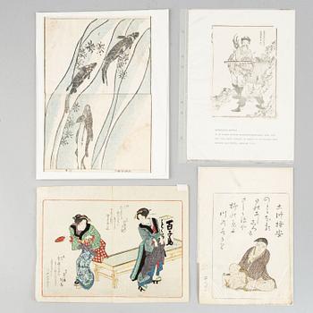 Six Japanese album sheets, 19th century.