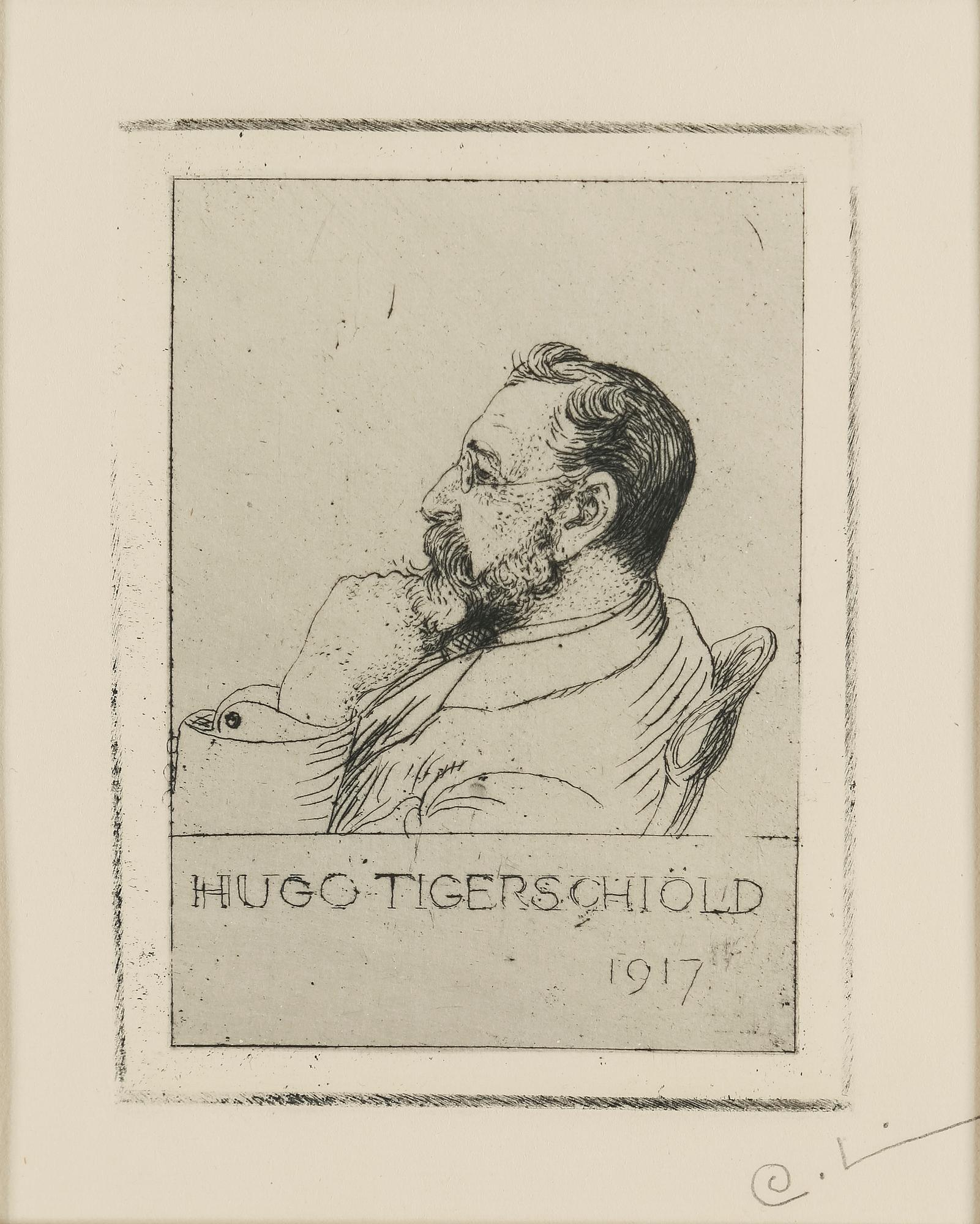 CARL LARSSON, etching, signed C.L. in pencil. Executed 1917. State 1. Very rare. "Hugo Tigerschiöld".