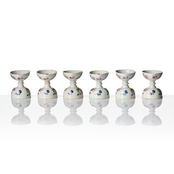A set of six famille rose egg cups, Qing dynasty, 18th century.
