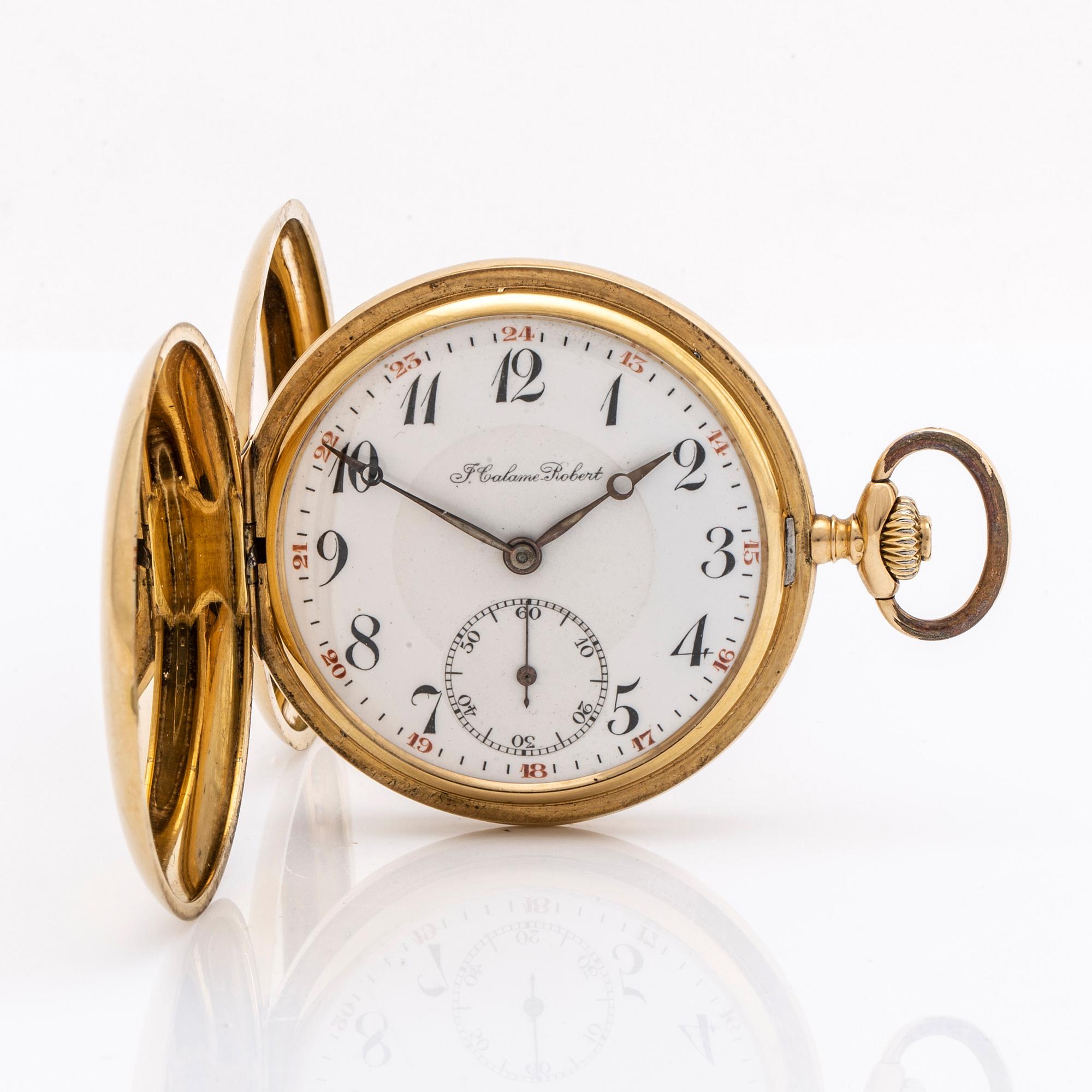 J Calame Robert, pocket watch, mid 20th century, ca 51 mm.