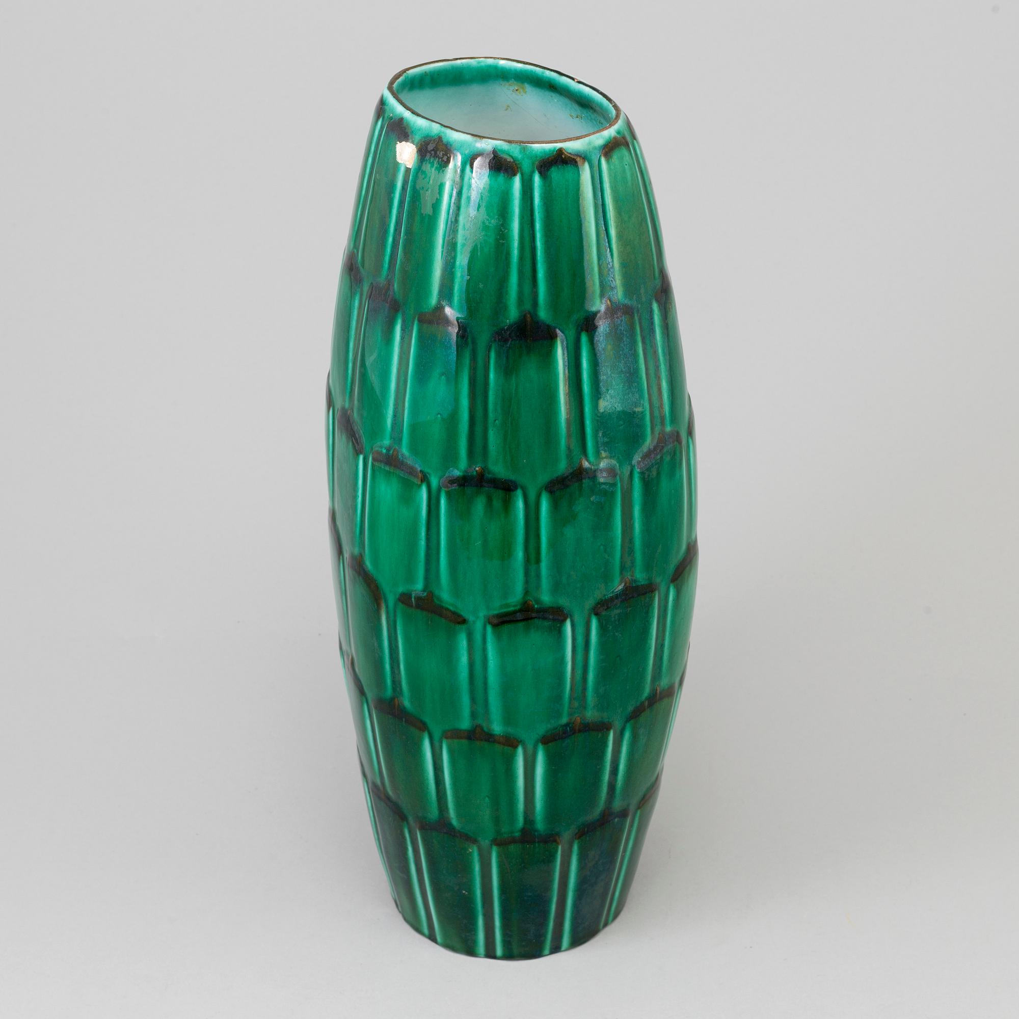 An 'Adria' earthenware floor vase from Upsala Ekeby, mid 20th Century.