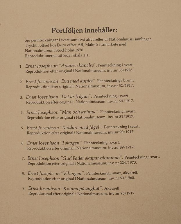 ERNST JOSEPHSON, mapp, efter, ur Nationalmusei samlingar, 7 offsettryck 1976.