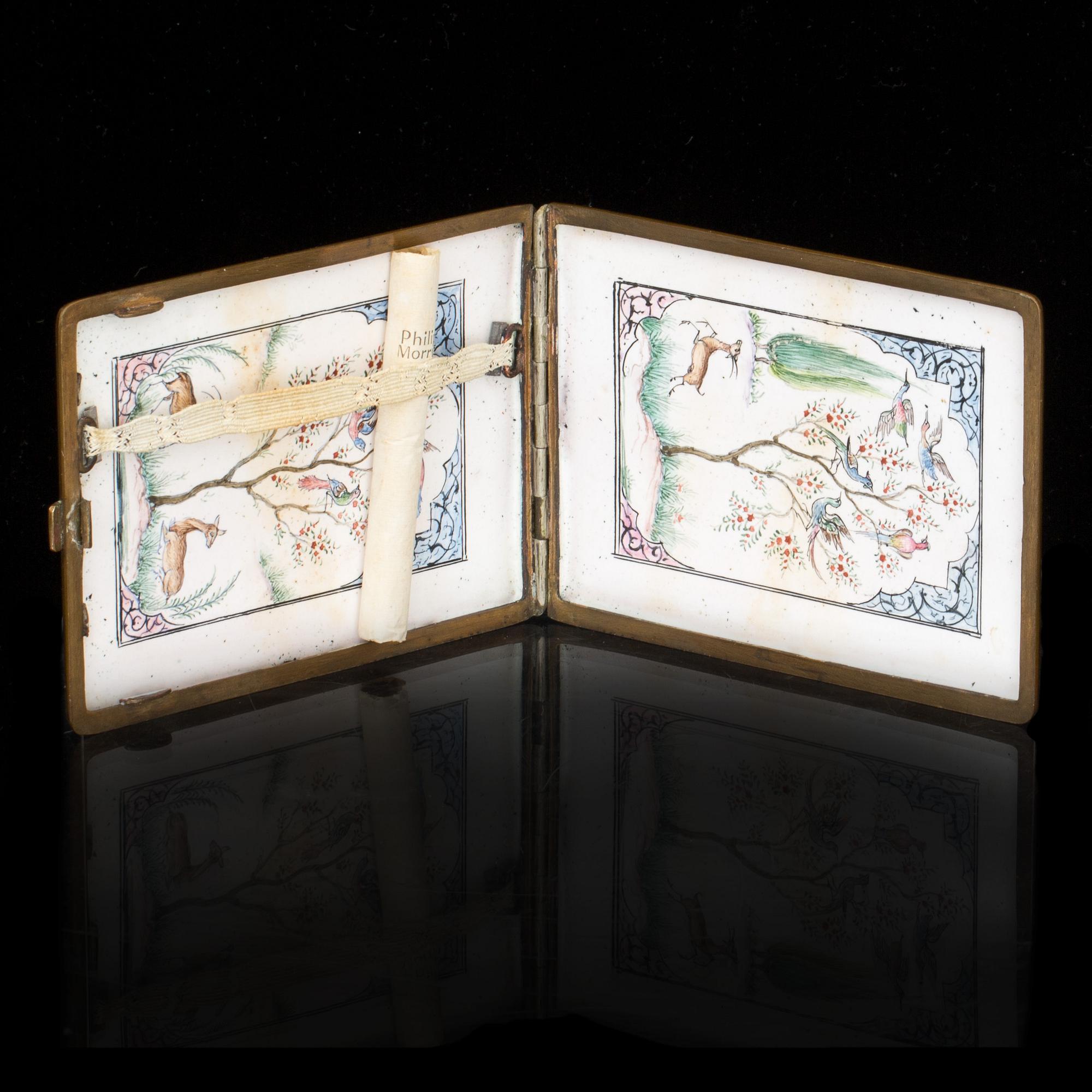 CIGARETTETUI, emalj. Orientaliskt arbete, 1900-talets början.