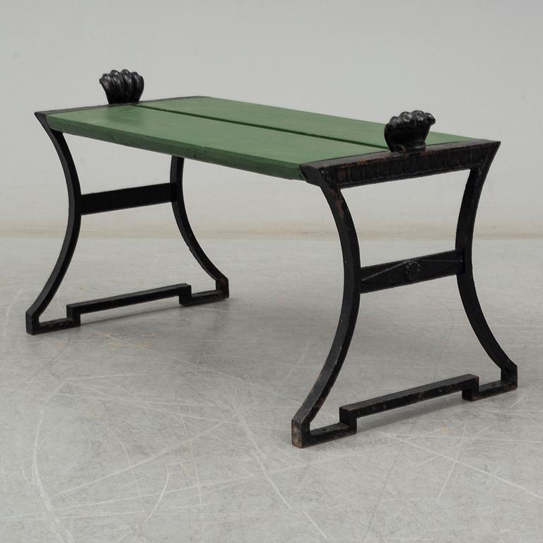 FOLKE BENSOW, a 'Snecan' cast iron carden bench from Byarums Bruk, sesigned in 1923.
