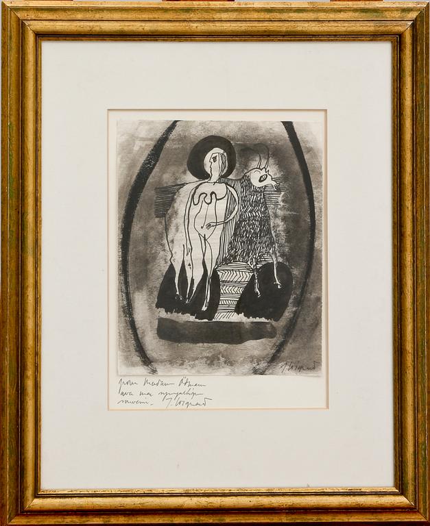 JAMES COIGNARD, gouache, sign samt dedikation.