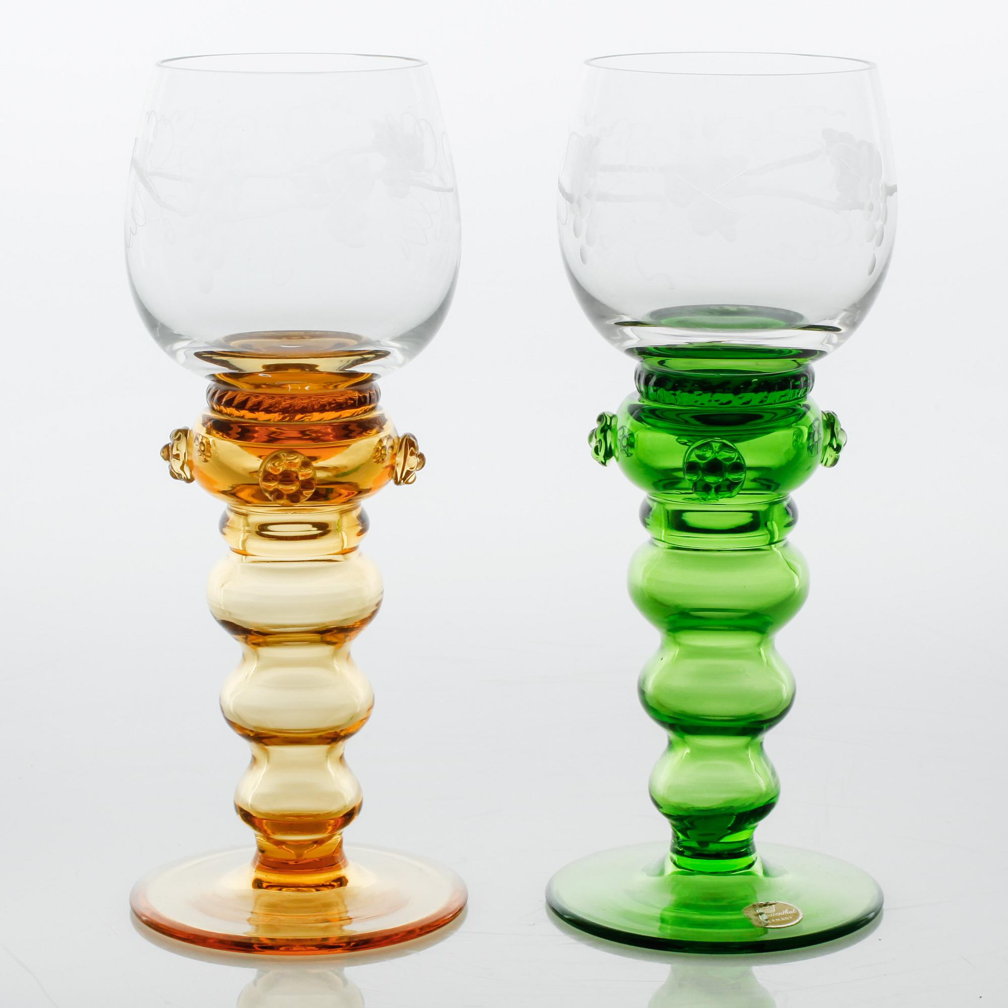 Eleven wine glasses from Theresienthal in Germany, around the mid 20th century/third quarter of the 20th century.