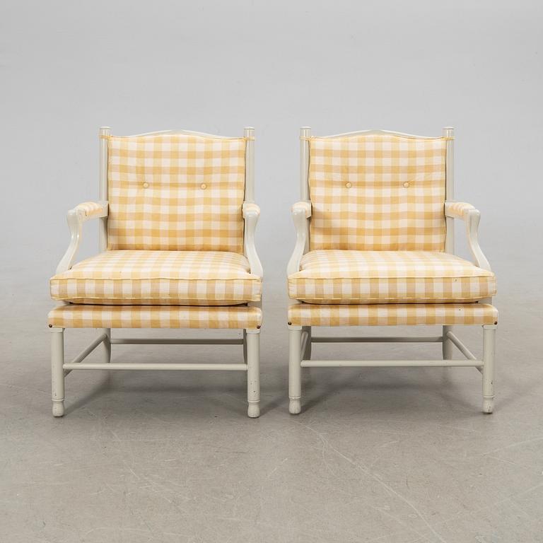 Karmstolar, ett par, Gustaviansk stil, sk Gripsholmsfåtöljer, 1900-talets andra hälft.
