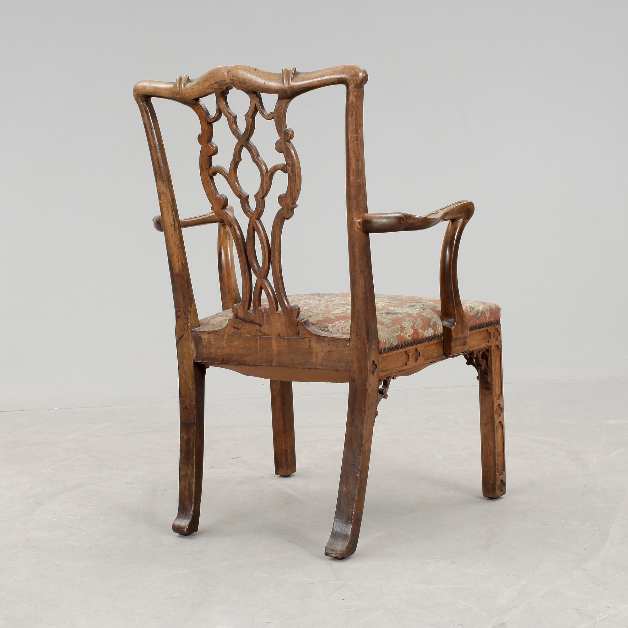 KARMSTOL, Chippendale-stil, England, 17/1800-tal,