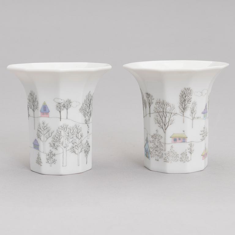 TAPIO WIRKKALA ja RUT BRYK. Posliiniesineitä. 7 osaa. "Winterreise" & "Polygon". Rosenthal. 1900-luvun loppu.