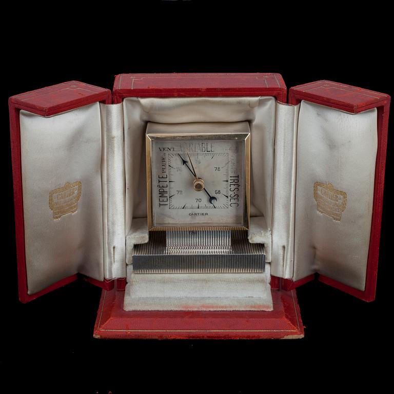 CARTIER BAROMETER, silver, guld. Frankrike 1930-t.