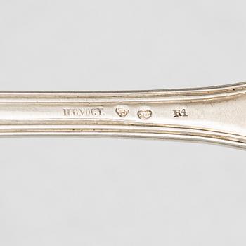 Six Swedish silver spoons, mark of HG Vogt, Kristianstad, 1847.