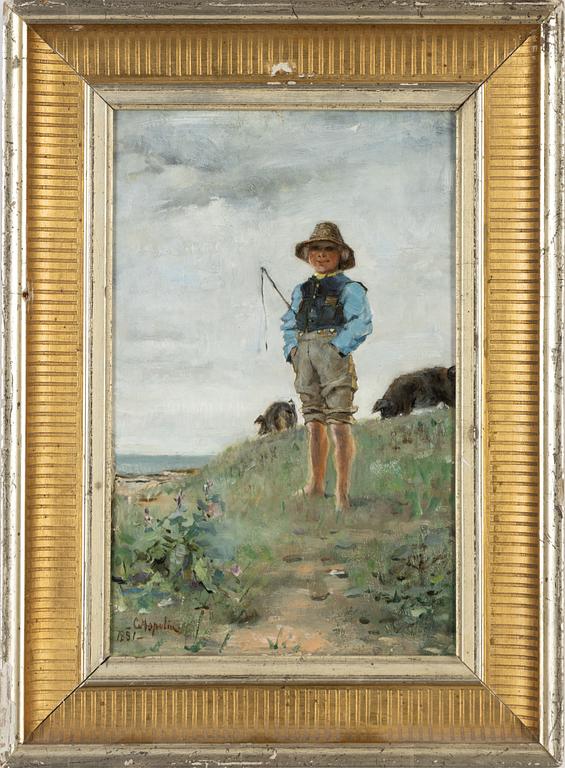 Carl Aspelin, olja på pannå, signerad och daterad 1881.