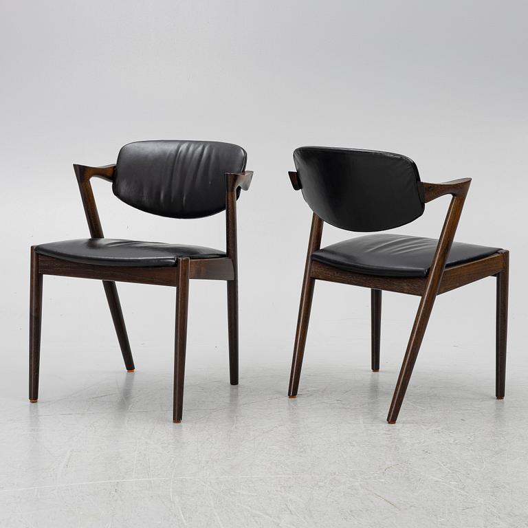 Kai Kristiansen, Four chairs, model 42, Schou Andersen, Denmark, 1950s.
