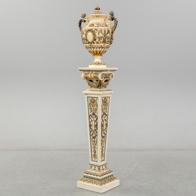 A cermic pedestal and urn from Rörstrand, late 20th Century.
