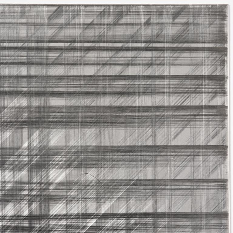 Sophie Tottie, "White Lines (steel drawing) rattan texture".