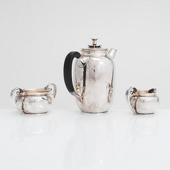 A Cohr three-piece sterling coffee set, Denmark, mid-20th century.