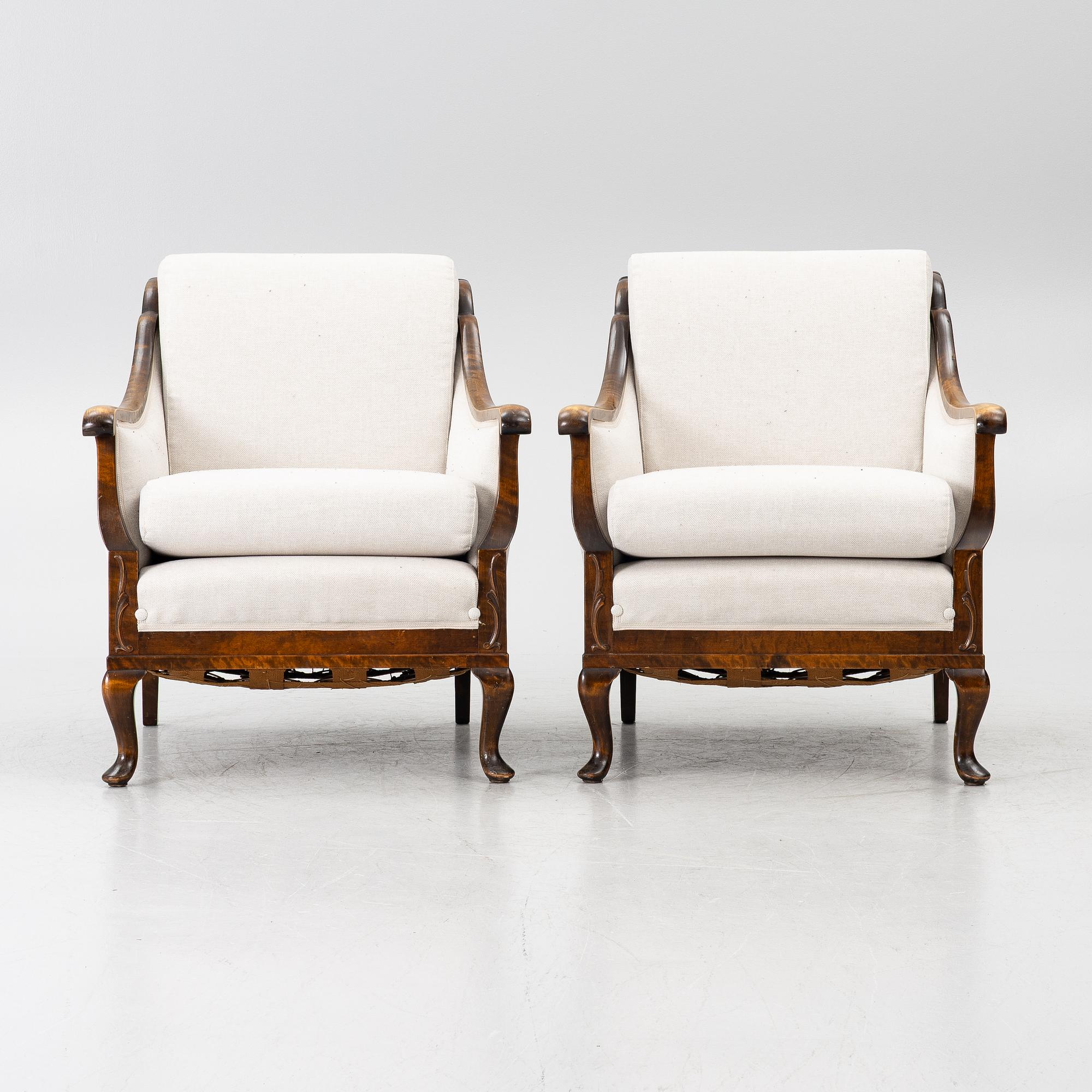 Armchairs, a pair, 1930s/40s.