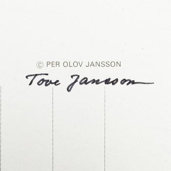 Tove Jansson, book, 'Muumi Hvitträskissä Mumintrollet i Hvitträsk 1974' signed, along with two signed postcards.