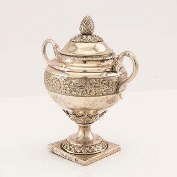 Teservis 3 dlr Empire silver okända stämplar.