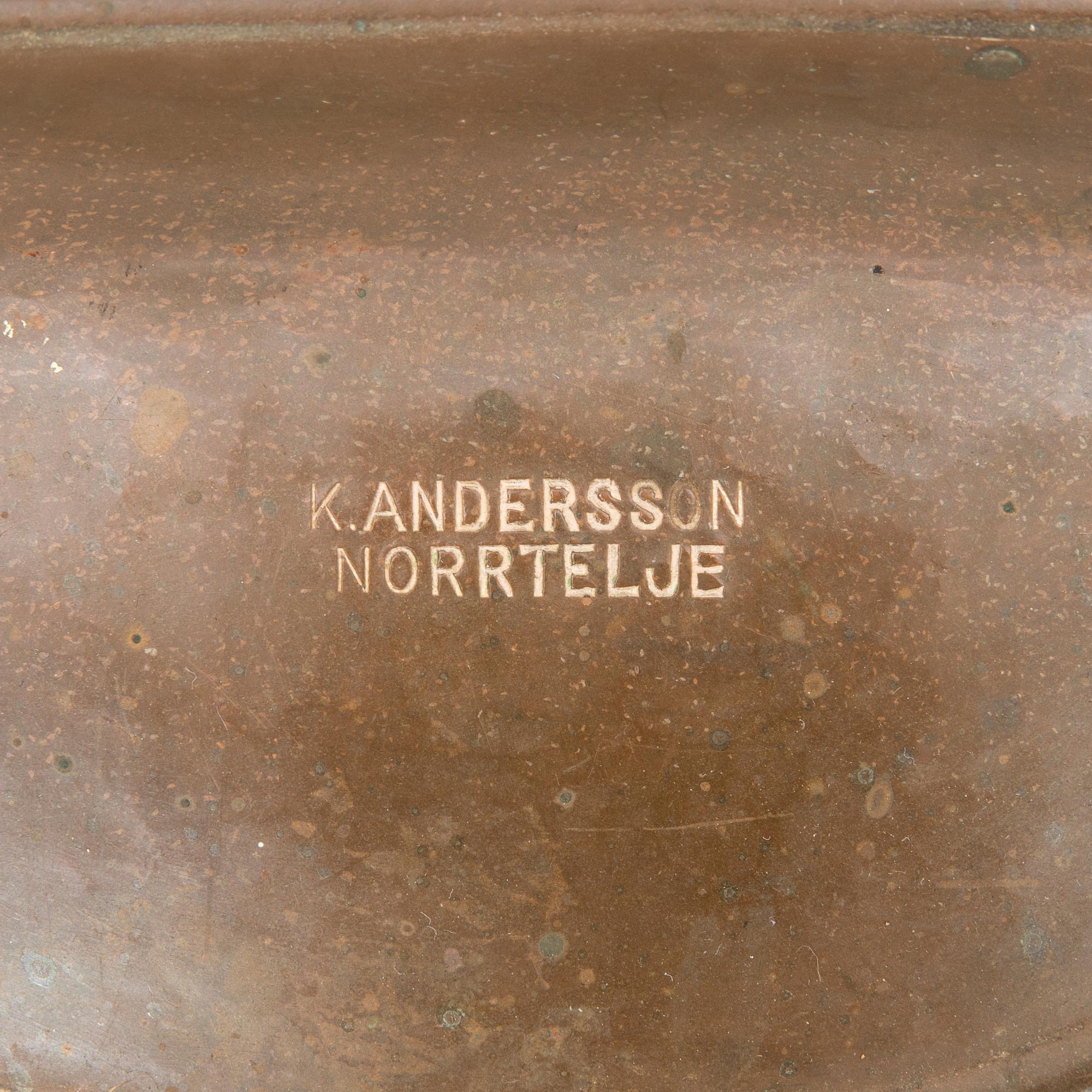 A Swedish copper water barrel around 1900 marked K Andersson Norrtelje.