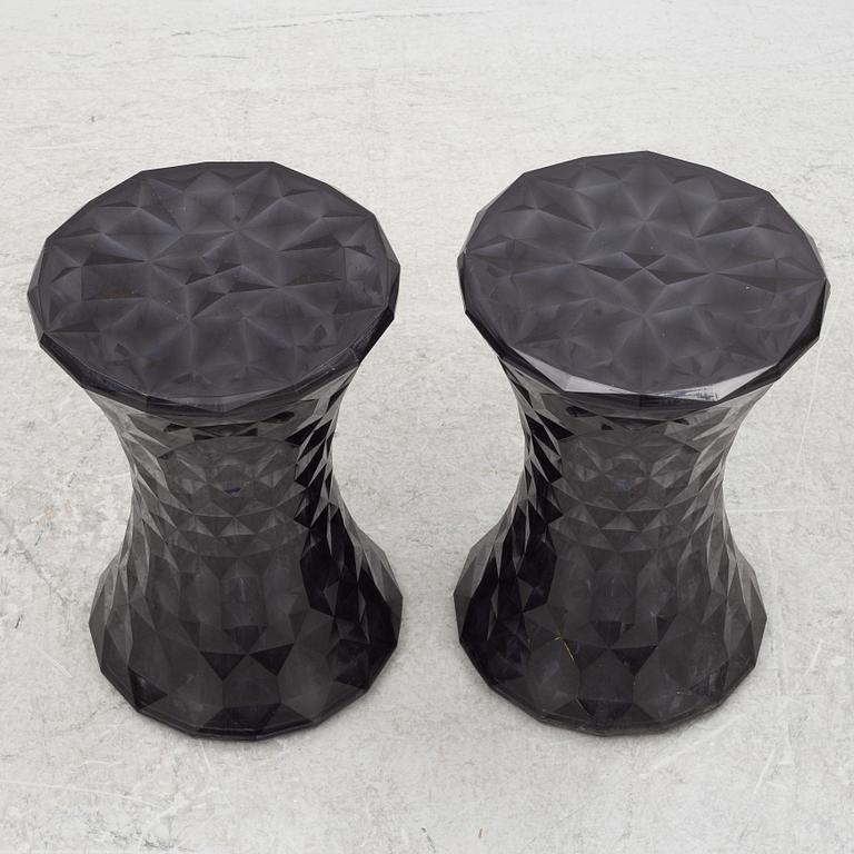 Marcel Wanders, a pair of stools, "Stone", Kartell, contemporary.