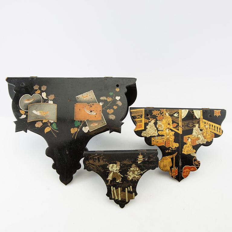 Konsolhyllor 7 st japan/Europa 1900-tal.