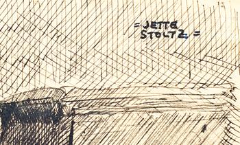 JETTE STOLTZ, tusch, signerad.
