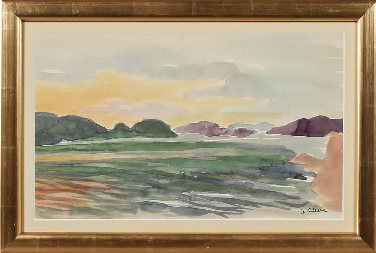 AGNES CLEVE, akvarell, signerad.