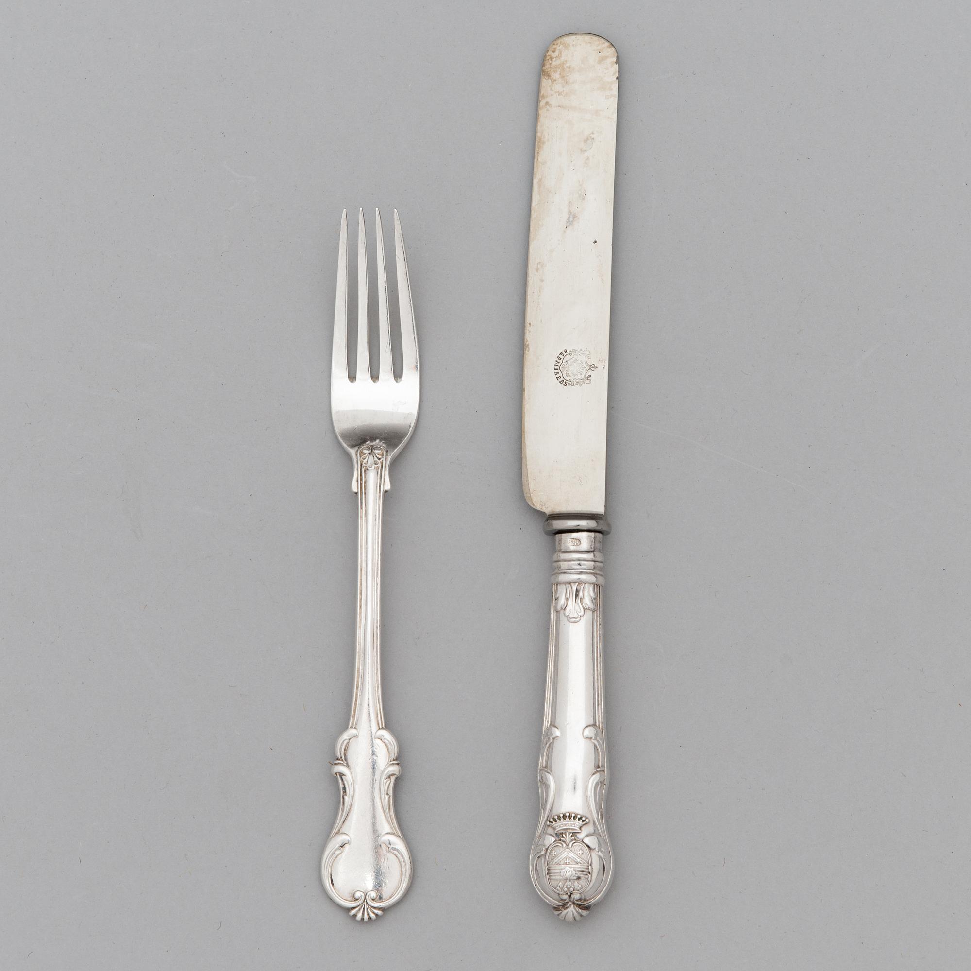 M. Grachev, Bestickuppsättning, 24 delar, silver, S:t Petersburg 1889 och 1895.
