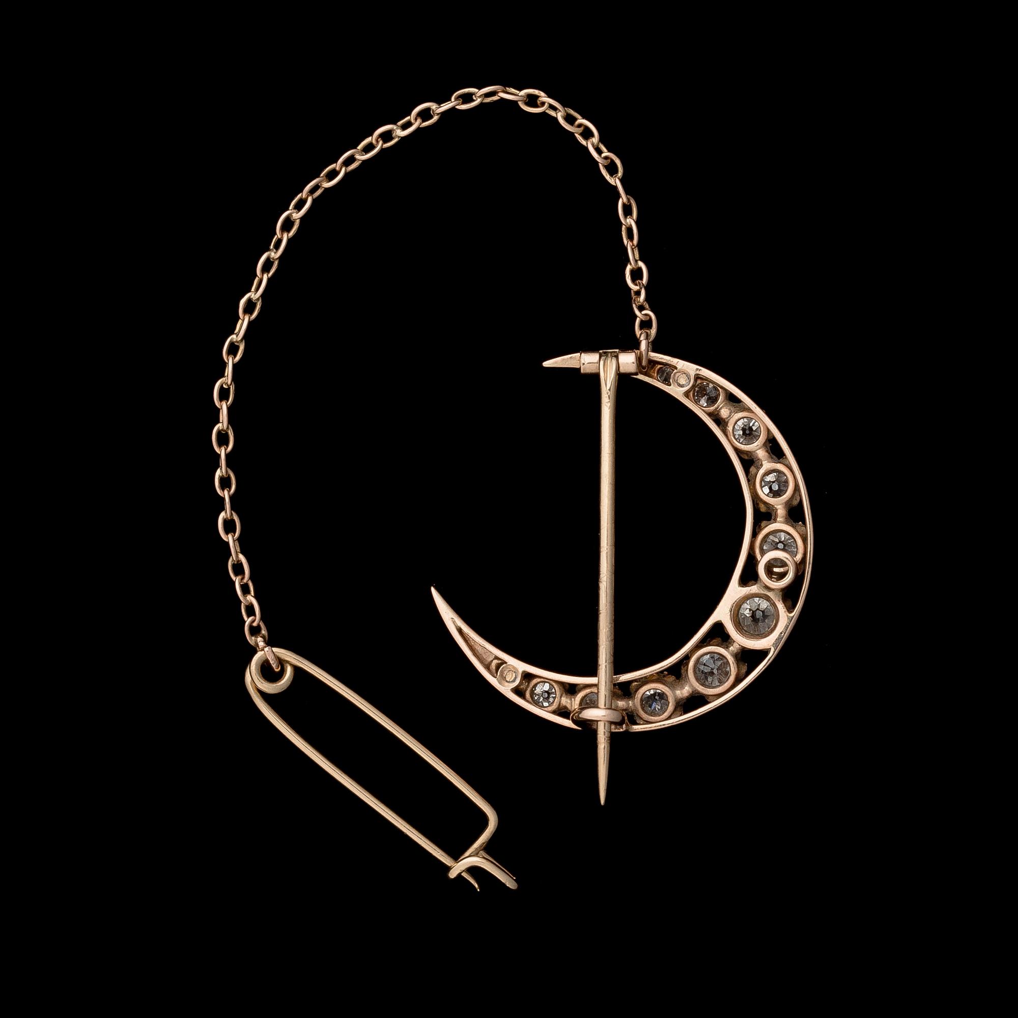 BROSCH, gammalslipade diamanter, 14K guld.