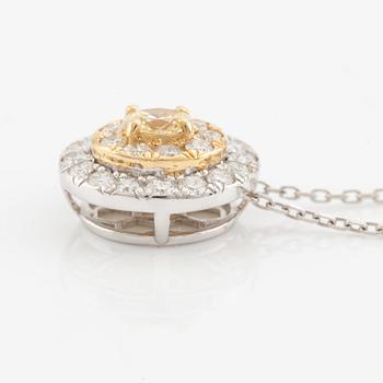 Collier med ovalslipad gul diamant och briljantslipade diamanter.