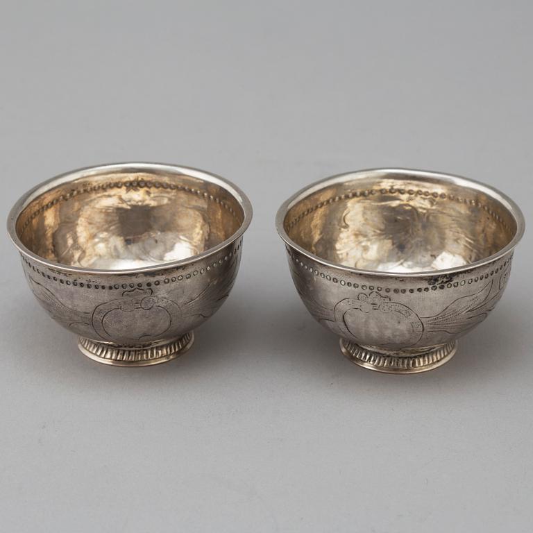 Two silver tumblers, without hallmarks, Sweden, 18th/19th century.