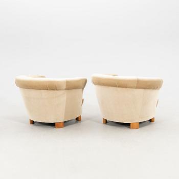 Armchairs, a pair of Swedish Modern 1940s.