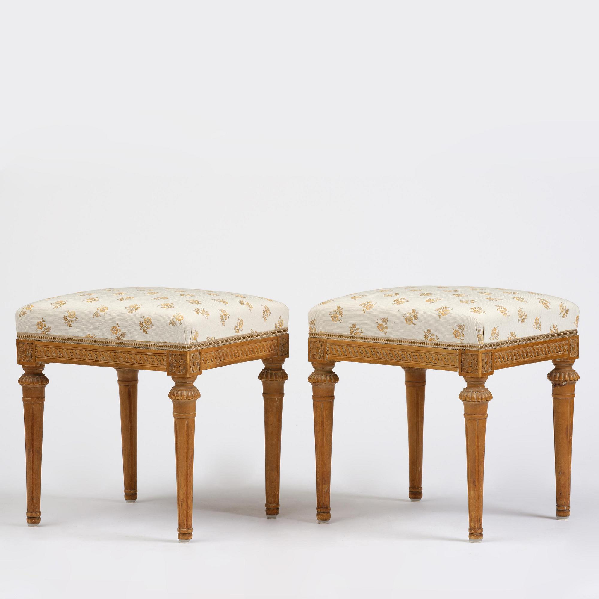 A pair of Gustavian stools by E. Öhrmark (master in Stockholm 1777-1813).