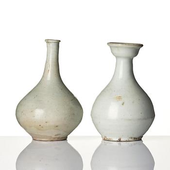 A set of two white glazed vases, Korea, Joseon.