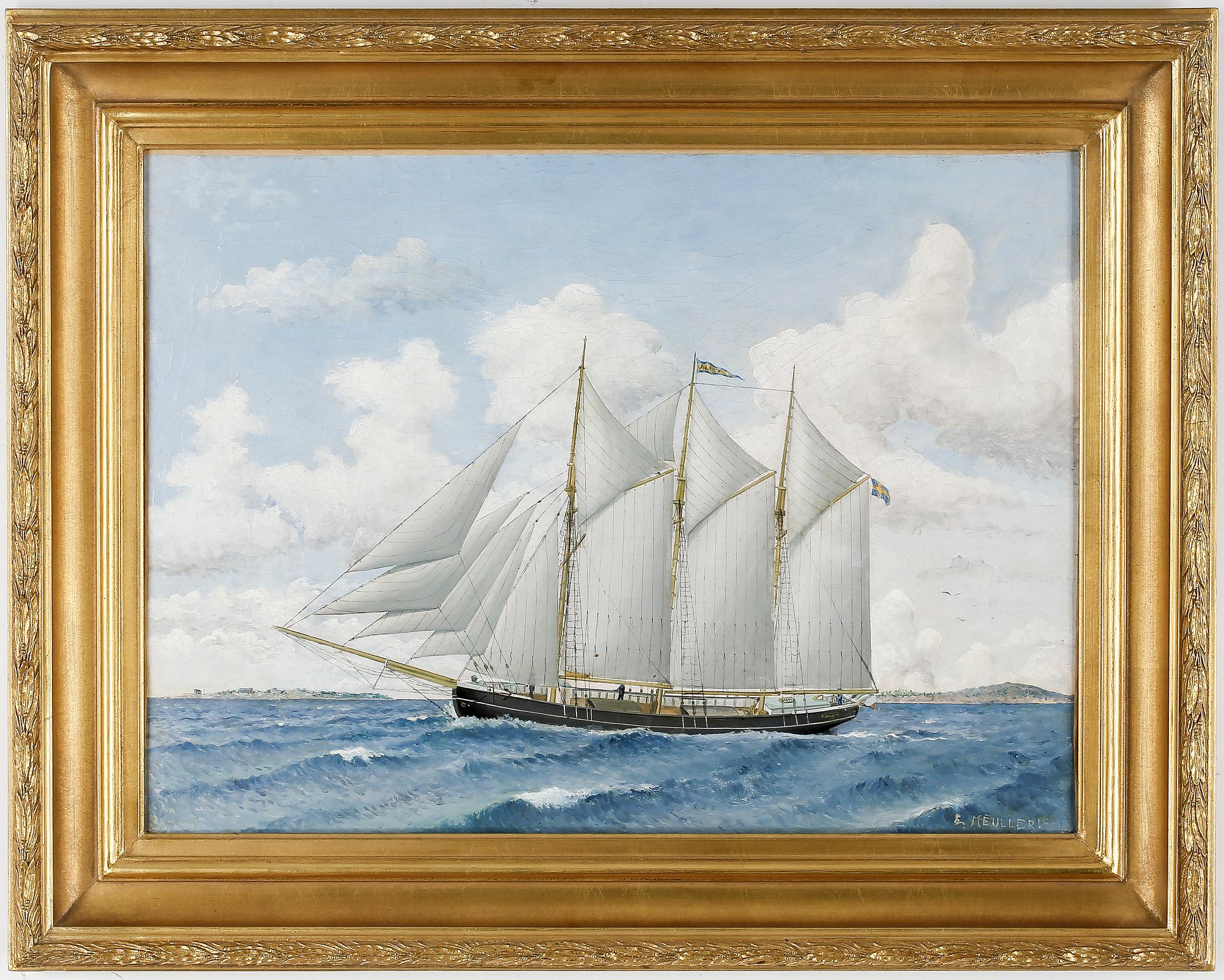 OKÄND KONSTNÄR, olja på duk, signerad E Meuller, 1900-talets början.