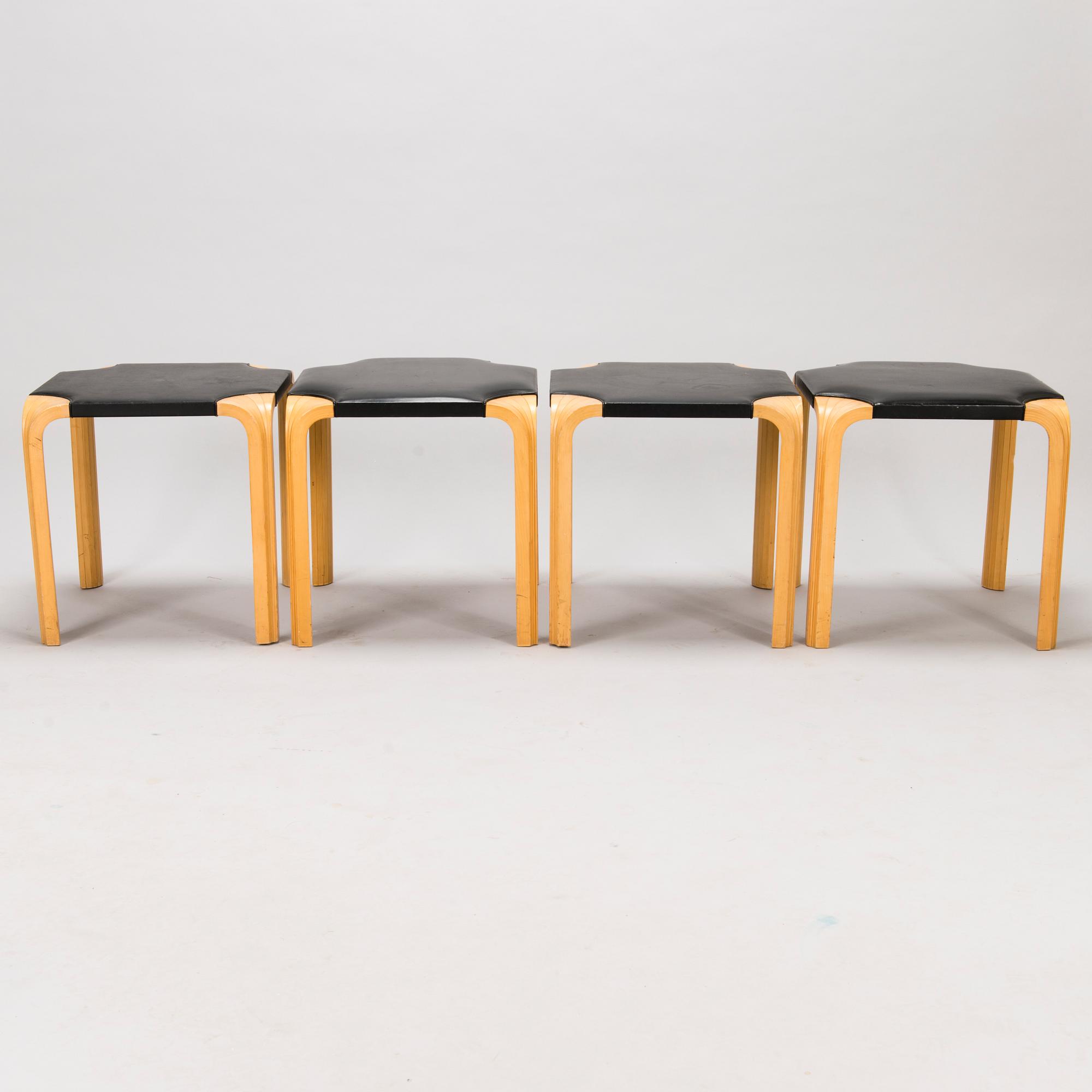 ALVAR AALTO, four 1970s 'X602' stools for Artek.