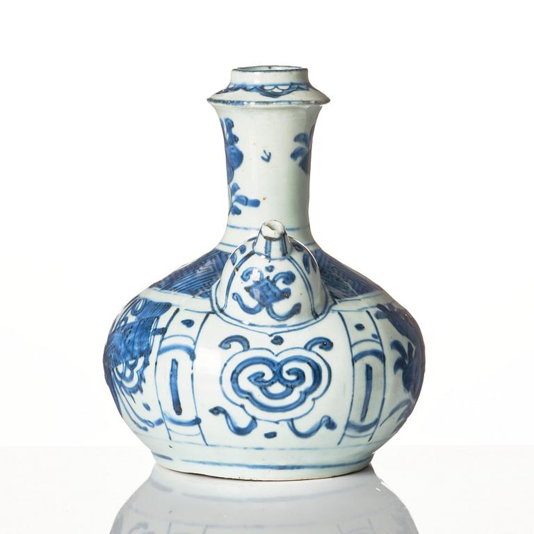 A blue and white kendi, Ming dynasty, Wanli (1572-1620).