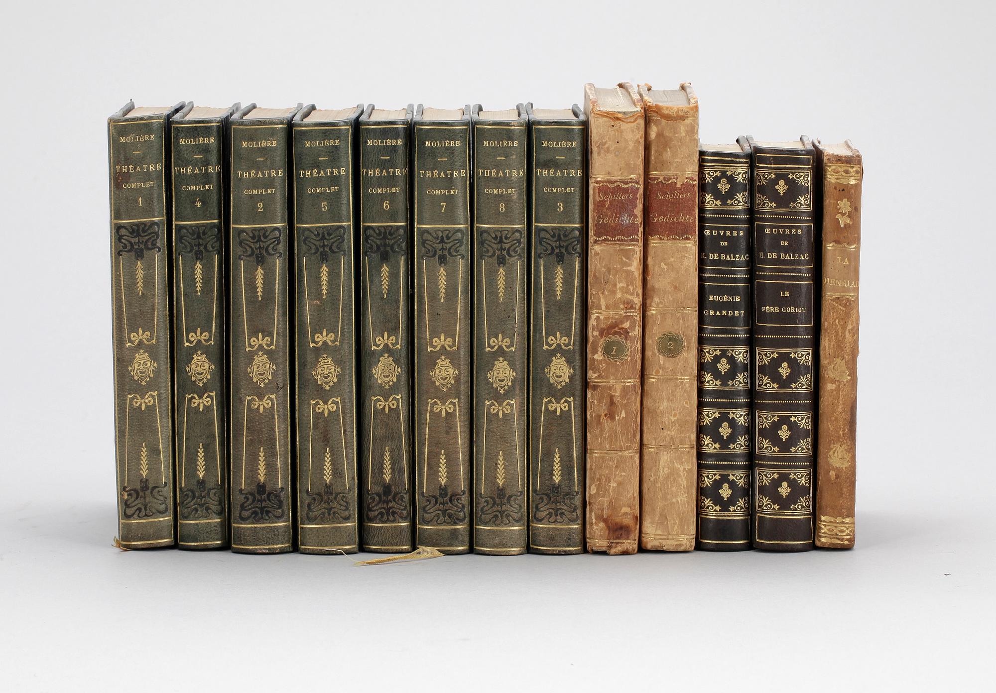 BOKPARTI, 13 delar, lyrik/drama, bla "Théatre complet de Molière", Paris tidigt 1900-tal.