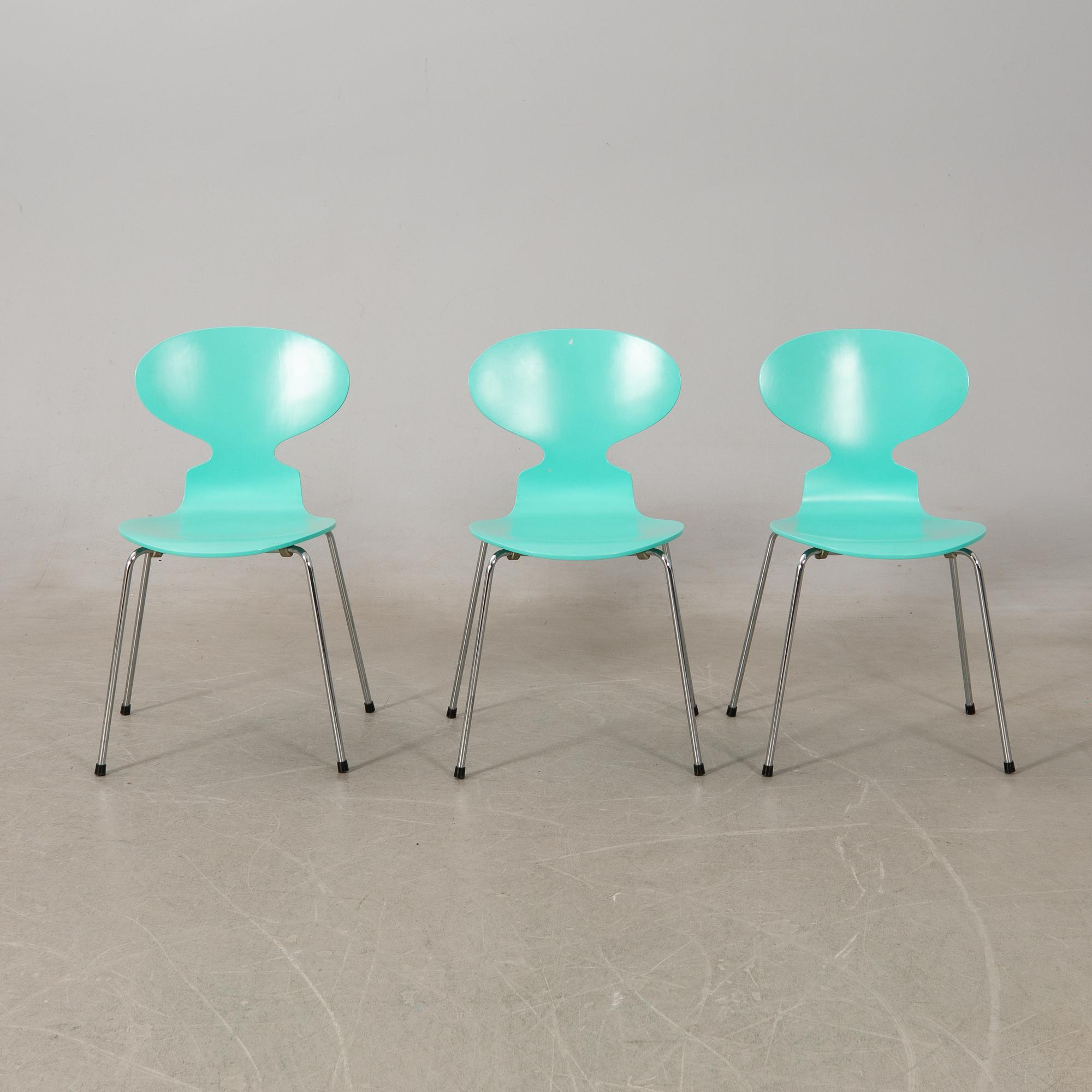 Arne Jacobsen,  stolar 8 st, "Myran", Fritz Hansen, 1993.